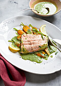 Salmon trout with herb cream