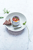 Oeufs cocotte with beetroot roe