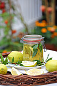 Salted lemons in a flip-top jar