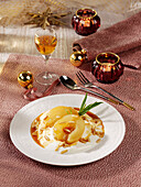 Poached honey pears with yoghurt for Christmas