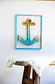 DIY picture of anchor made from corks