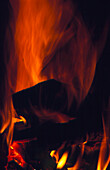 Flames from log fire