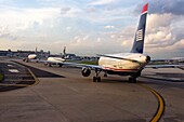 Aircraft taxiing at Philadelphia Airport