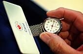 National Blood Service nurse's name badge and fob watch