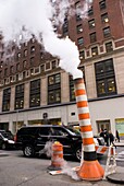 Steam venting in New York street