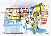 Stock checking, illustration