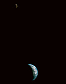 Earth and moon, taken by Voyager 1
