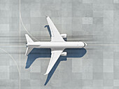 Aeroplane on runway ready to takeoff, illustration