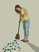 Financial clean-up, conceptual illustration