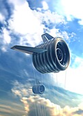 Airborne wind turbine, conceptual illustration