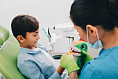 Young boy and dentist