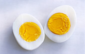 Halved hard-boiled egg