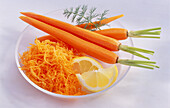 Peeled and grated carrots
