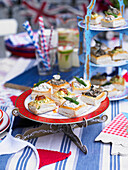 Vol-au-vents with various fillings on a party table