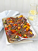 Herb lamb chops with roast vegetables