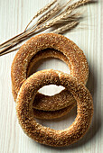 Greek koulouri (sesame bread rings)