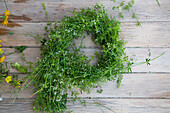 DIY wreath made from grasses and flowers