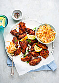Chilli chicken wings with coleslaw