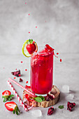 Iced tea with hibiscus and strawberries