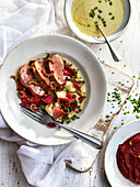 Duck salad with beetroot