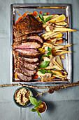 Pork neck with baked parsnips
