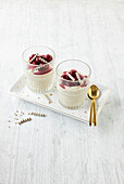 Chestnut mousse with cherries