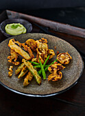 Vegetable tempura with wasabi dip