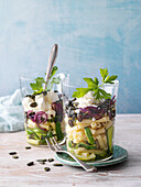 Zucchini macaroni salad with feta