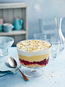 Trifle with cranberry and eggnog