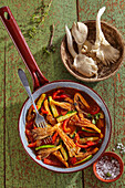Oyster mushroom stew with peppers