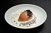 Chocolate mousse w fresh custard