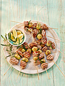 Pork skewers with early potatoes and rosemary