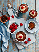 Chocolate mousse with Greek yogurt and raspberries