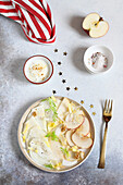 Salad with endive, fennel, apples, pears, and walnuts