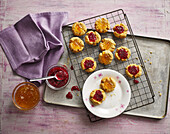 Simple Thumb Print Cookies with two kinds of jam
