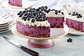 Cheesecake without baking with blueberries