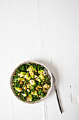 Kale with romanesco broccoli, quince and buckwheat