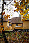 Yellow building exterior in Copenhagen Autumn