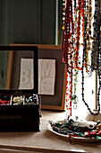 Collection of jewellery and trinkets in Brighton home, UK