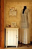 Lace dress on mannequin in West Sussex home, England, UK