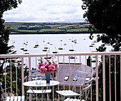 View of river and countryside from balcony