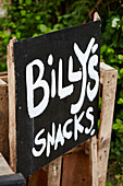 Sign for Billy's snack stand East Sussex, UK