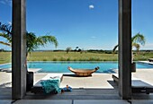 Swimming pool in front of luxury farm house, Uruguay