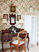 Chair at desk in Oxfordshire country house England UK