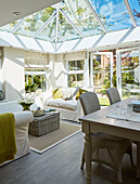 Open plan conservatory of North Yorkshire home, UK