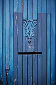 Blue painted door in Foix, Ariege, France
