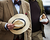 Mid section of gentlemen in Foix, Ariege, France