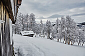 View of Sauna from Litlestol a wooden cabin situated in the mountains of Sirdal, Norway