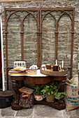 Console table with breakfast tray