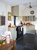 Aga and chalkboard in Herefordshire kitchen England, UK